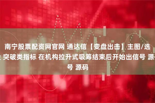 南宁股票配资网官网 通达信【变盘出击】主图/选股 突破类指标 在机构拉升式吸筹结束后开始出信号 源码