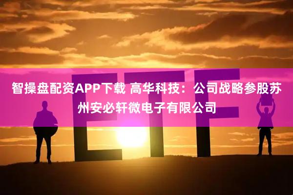 智操盘配资APP下载 高华科技:公司战略参股苏州安必轩微电子有限公司