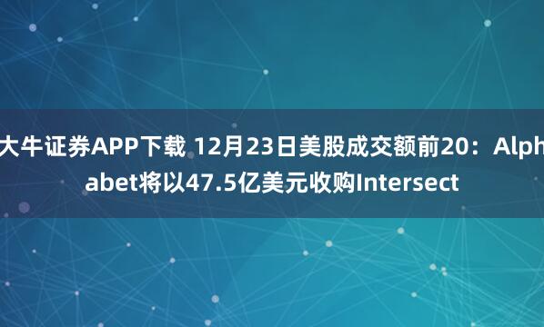 大牛证券APP下载 12月23日美股成交额前20:Alphabet将以47.5亿美元收购Intersect